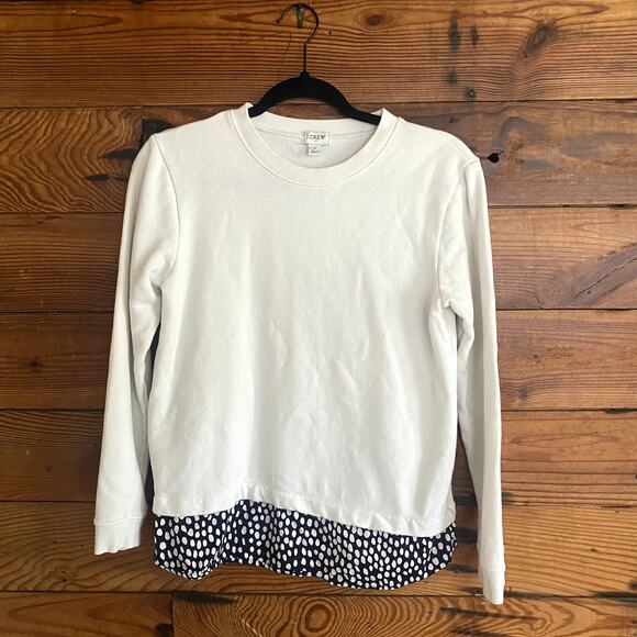 J. Crew White Sweatshirt with woven hem size Small - Picture 1 of 5